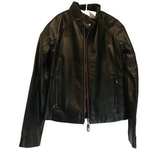 Never worn Nicole Miller Lamb Leather Moto Jacket Buttersoft  Black Women Size S